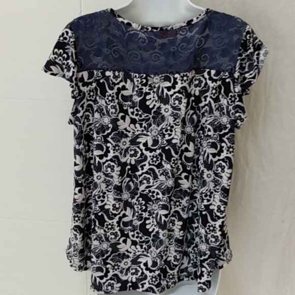 SJS Blue Paisley Scoop Neck Blouse XL - Picture 5 of 8